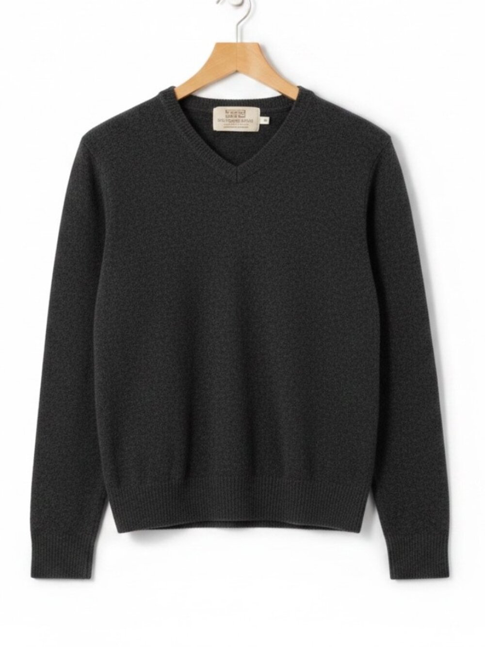 Aran Sweater Market 100% Extra Fine Lambswool V-Neck Sweater Grey Size S Ireland